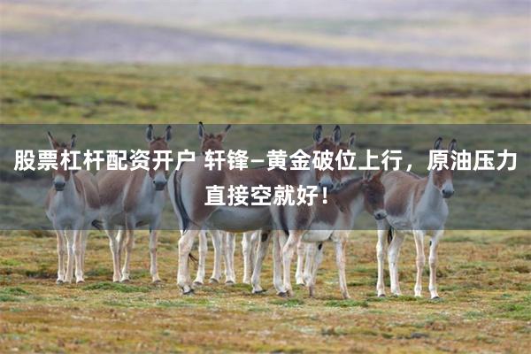 股票杠杆配资开户 轩锋—黄金破位上行，原油压力直接空就好！