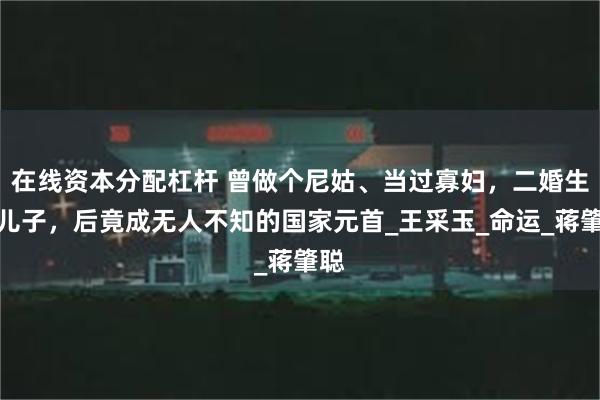 在线资本分配杠杆 曾做个尼姑、当过寡妇，二婚生的儿子，后竟成无人不知的国家元首_王采玉_命运_蒋肇聪